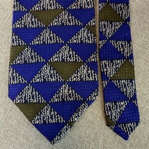 Caravaggio Italy Pure Silk Geometric Tie Blue/Olive
